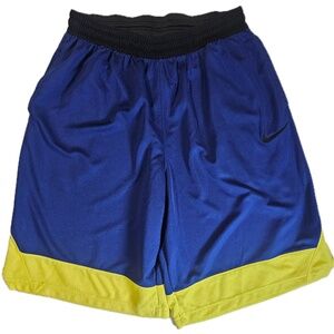 Nike Shorts Mens XL Blue Yellow Dri-FIT Athletic Basketball Active Performance